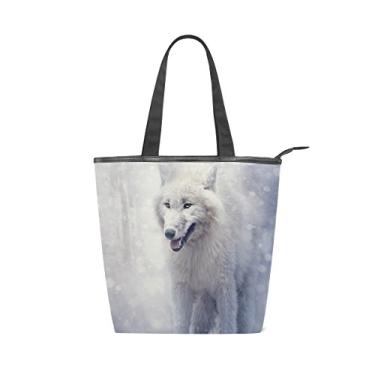 Imagem de Bolsa de ombro Alaza feminina de lobo branco floresta de inverno