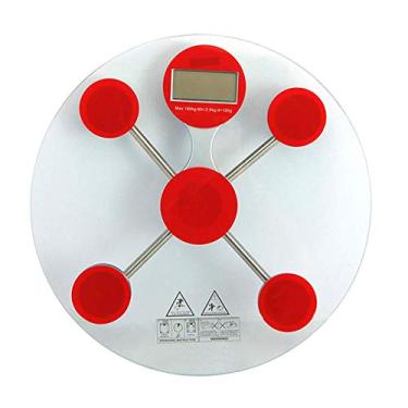 Imagem de balança de pesagem eletrônica digital redonda, balanças de banheiro de vigilantes de peso alta precisão ultrafina extra larga 2 pilhas alimentadas, preto