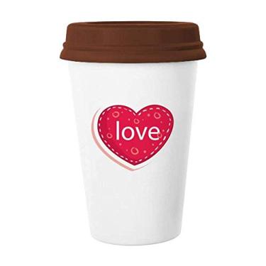 Imagem de Caneca de cerâmica para o dia dos namorados, coração rosa com bolinhas de amor e vidro para beber café