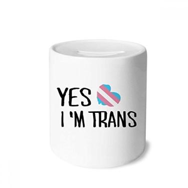 Imagem de DIYthinker Yes I'm Trans LGBT Suporte Dinheiro Caixa de Cerâmica Porta-Moedas Presente
