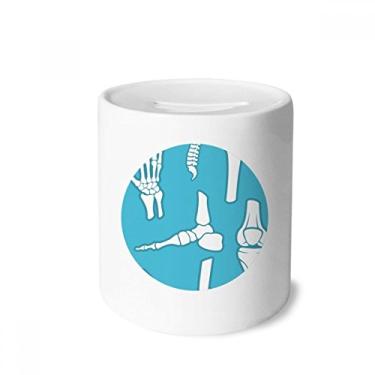 Imagem de DIYthinker Ilustrações azuis de osso humano caixa de dinheiro caixa de cerâmica porta-moedas presente de cofrinho