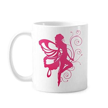 Imagem de Borboleta com asa rosa bela caneca de anjo cerâmica copo de porcelana café louça