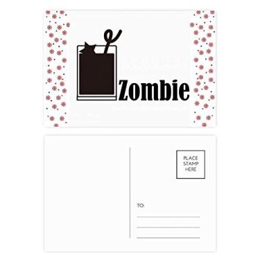 Imagem de Cartão postal Zombie Cocktail With The Word Zombie Christmas Flower Celebration Cartão postal Blessing Mailing Card