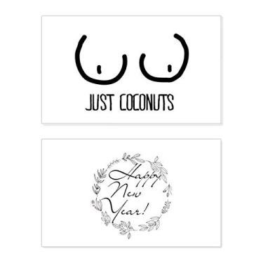 Imagem de Just Coconuts divertido desenho de ano novo festival cartão felicitações Bless mensagem presente