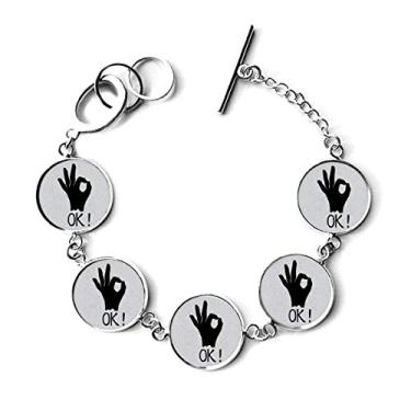 Imagem de DIYthinker OK Silhouette Bracelete personalizado Gesto Pulseira Corrente Pingente Joias