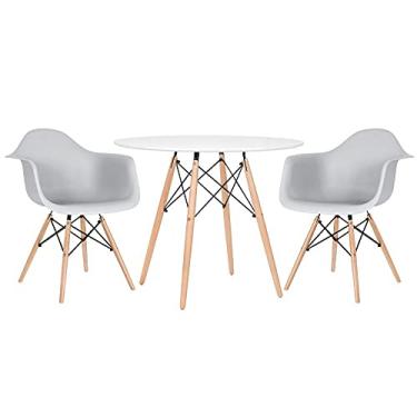 Imagem de Loft7, Mesa redonda Eames 90 cm branco + 2 cadeiras Eiffel Daw branco