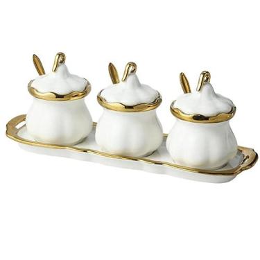 Imagem de PAYNAN Conjunto de 3 peças/caixa criativa para temperos, saleiro e cerâmica para temperos, utensílios de cozinha para casa