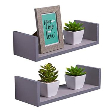 Imagem de Kit 2 Prateleiras U 40 x 10cm Cinza Claro Suporte Invisível