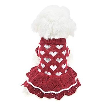 Imagem de MuYaoPet Suéteres para cães pequenos para meninas vermelhas inverno quente cachorro princesa vestido roupas Dachshund Chihuahua Corgi (vermelho, PP (busto 30 cm | peso 0,9-1,4 kg))