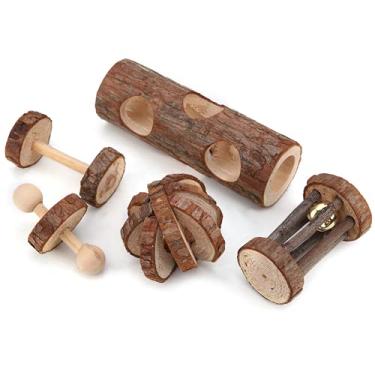 Imagem de Maquer Suprimentos de pequenos animais, brinquedo de morder durável de madeira, para animais de estimação