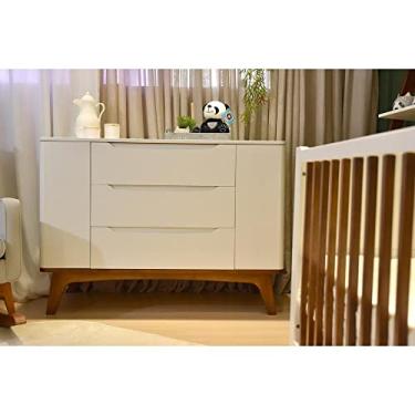 Imagem de Cômoda Infantil 3 Gavetas 2 Portas Multimóveis Cr40019 Branco Acetinado/mel