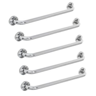 Imagem de Kit 5 Barras Alça de Apoio Banheiro Inox 40 cm Idoso Acessibilidade