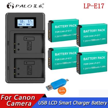 Imagem de Bateria e carregador duplo USB do LCD para Canon  LPE17  LP E17  EOS 200D  M3  M6  750D  760D  T6i