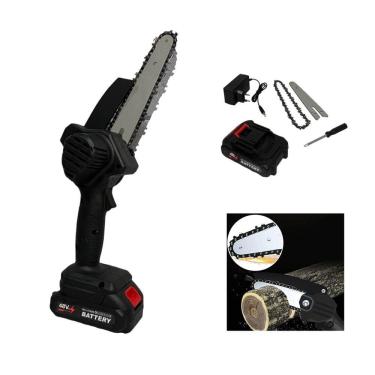 Imagem de Mini Motosserra Eletrica 48V Sem Fio Bateria Recarregavel 6 Polegadas Potente Carpintaria Jardinagem Multiuso