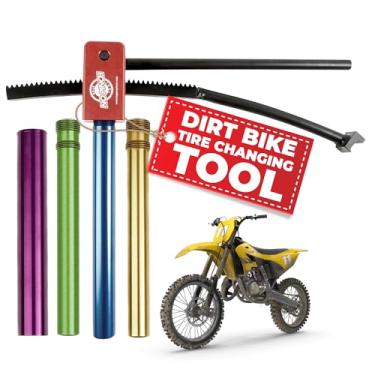 Imagem de A ferramenta compacta para troca de pneus de bicicleta Dirt inclui mangas de eixo de 15 mm, 17 mm, 20 mm e 25 mm, pneus de montagem sem tubos de aperto - Funciona em rodas de 40 a 53 cm, para motocicletas de motocross, Enduro e Dirt Bike