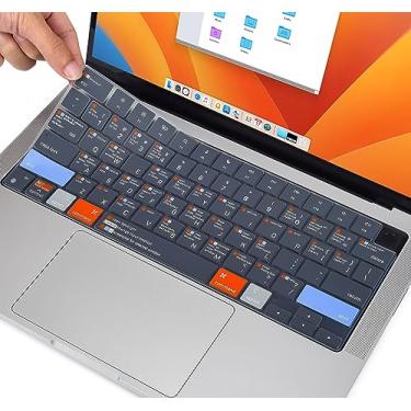 Imagem de Capa protetora de teclado para MacBook Pro de 14 polegadas e 16 polegadas M1/M2 Pro/Max A2442 A2779 A2485 A2780, 2022 novo MacBook Air 13,6 M2 Chip A2681, atalho para Mac OS X Skin Skin
