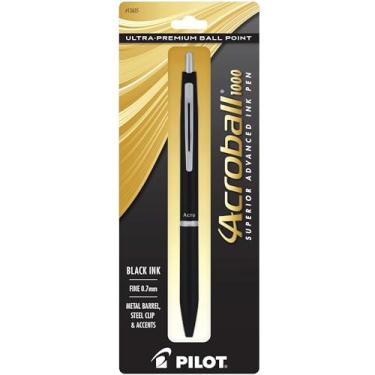 Imagem de PILOT Caneta esferográfica Acroball 1000 ultra premium recarregável e retrátil, cano preto, ponta fina, tinta preta, caneta única (13635)