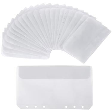 Imagem de 24 bolsos para fichário A6 sem zíperes, envelopes transparentes sem zíper para sistema de dinheiro, envelopes de dinheiro econômicos para fichário de 6 anéis