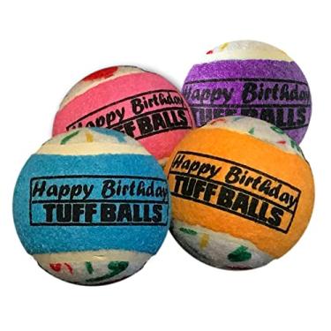 Imagem de PetSport Jr. Bolas tuff de feliz aniversárioPetSport 1.8" Happy Birthday Tuff Balls Jr 4PK PTS64