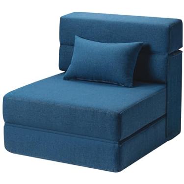 Imagem de SUYOLS Sofá-cama dobrável com travesseiro - cadeira conversível sofá de chão e colchão de dormir, dormir de espuma viscoelástica dobrável para sala de estar/dormitório/quarto de hóspedes/escritório em