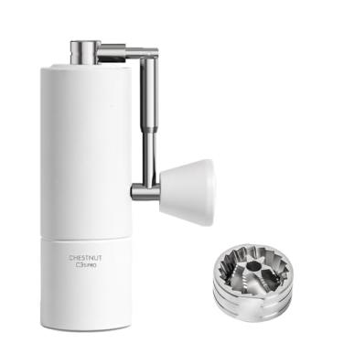 Imagem de TIMEMORE Moedor de café manual Chestnut C3S Pro, moedor de café de aço inoxidável S2C, moedor de café manual com alça dobrável, configuração de moagem ajustável para viagem/acampamento/casa, branco