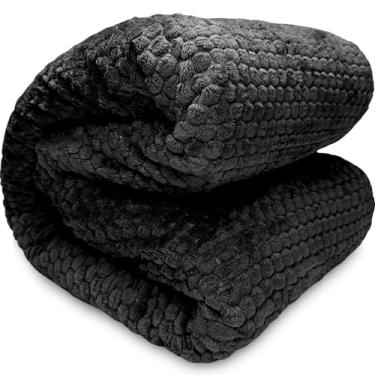 Imagem de Cobertor Casal Corttex Lugano 100% Microfibra - Manta Grossa Textura Toque Macio Fofinho 1,80 x 2,20 (Preto)