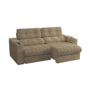 Imagem de Sofá 4 Lugares Retrátil e Reclinável Premier Molas Bouclé Fendi 261 cm