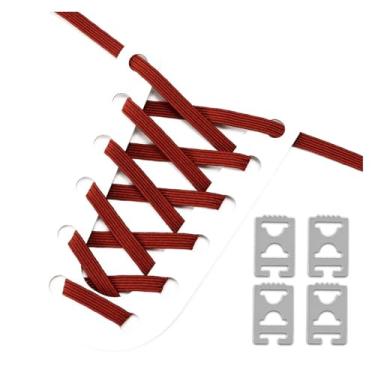 Imagem de Elastic No Tie Shoe Laces Anchors Flat Shoelace Lock Clip for Adults and Kids Tieless Shoelaces for Sneakers(Brown)