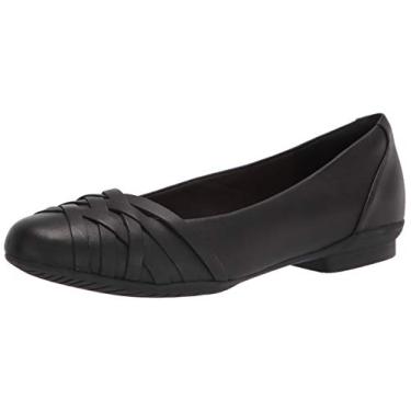 Imagem de Clarks Sapatilha feminina Sara Clover Ballet, Couro preto, 6.5 Wide