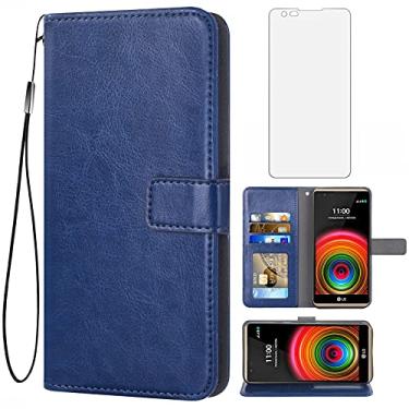 Imagem de Asuwish Compatível com capa carteira LG X Power, protetor de tela de vidro temperado e capa flip de couro, suporte magnético, acessórios para celular, capas para celular para XPower 1 LS755 K450