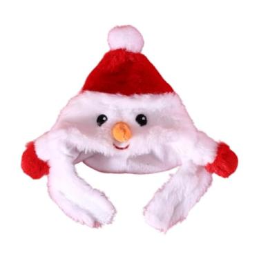 Imagem de Ioensy Chapéu de Natal para animais de estimação, chapéu de Natal para cães e gatos, chapéu quente de inverno, desenho animado, pelúcia para animais de, Snowman Hat M