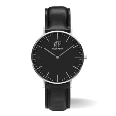 Imagem de Relógio Feminino Pulseira De Couro Minimalista Preto Analógico Original New Port 40mm