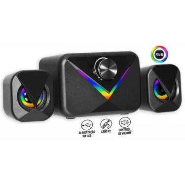 Imagem de Caixa De Som Gamer Bluetooth LED RGB Subwoofer 16W Para PC E TV Som Po