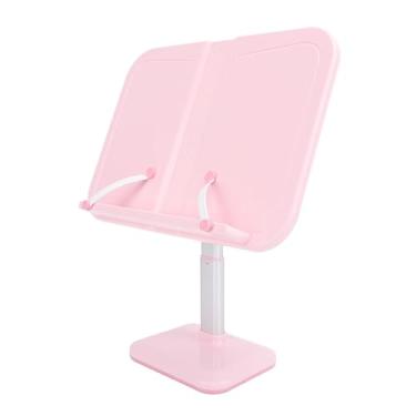 Imagem de Suporte para Livros de Leitura para Crianças, Estantes Com Clipe Elástico, Base Ponderada de Alumínio Com Ajuste de Múltiplos ângulos para Laptop (Rosa)