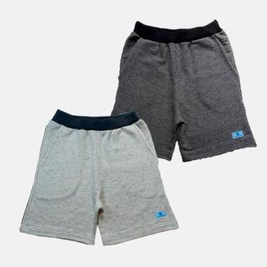 Imagem de Kit 2 Bermuda Short  Moletom  Manabana camuflado ou cinza Infantil 4 a
