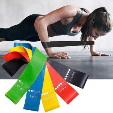 Imagem de Kit 5 Faixas Elasticas Exercicios em Casa Mini Band Extensor Academia 