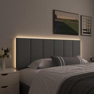 Imagem de Cabeceira de Cama Casal Queen Com LED 1,60 cm Tecido Linho - RP Online