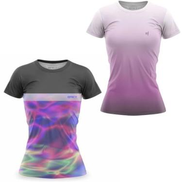 Imagem de Kit 2 Camisa Academia Feminina Camiseta Caminhada Treino Blusa Dry fit