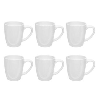 Imagem de Kit 06 Canecas Porcelana Oxford Ryo White 260ml Café Chá Conjunto Comp