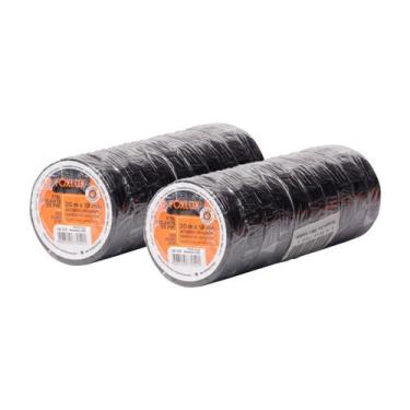 Imagem de Kit Fita Isolante de PVC Antichamas 20M x 19mm Preta 20 Unidades Foxlu