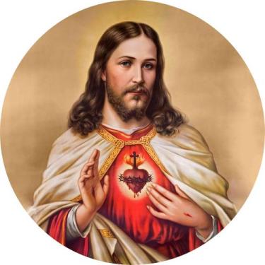 Imagem de Painel de Lona Redondo Sagrado Coração de Jesus - Fabrika de Festa