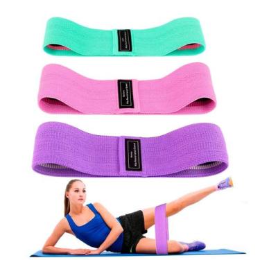 Imagem de Kit Mini Bands 3 Intensidades Faixas Tecido Hip Não Estoura - BIVENA