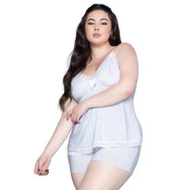 Imagem de Baby Doll Plus Size WLS Modas Feminino Liganete e Renda Estampado, 52,