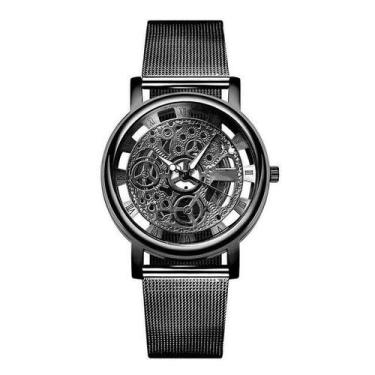 Imagem de Relógio Masculino Quartzo De Esqueleto Malha De Aço Inoxidável ELASHOP