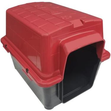 Imagem de Casa Casinha Cachorro Cães Plástico Raças Porte Pequeno 2 Em 1 N2 Verm