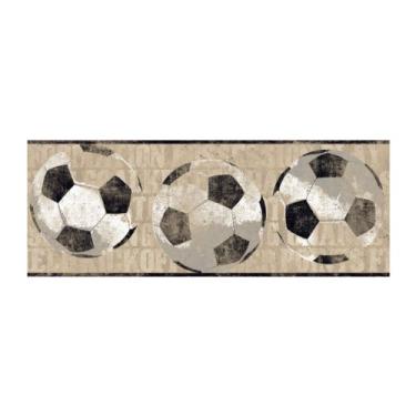Imagem de York Wallcoverings ZB3170BD Bola de Futebol Borda, Deep Cool Bege/Cinza/Branco/Preto