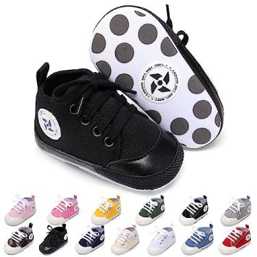 Imagem de UARO Tênis de cano alto para bebês meninos e meninas com sola antiderrapante macia e antiderrapante (12 a 18 meses, A-Black_Black Soul, 12 meses), Preto, 12-18 Months Toddler