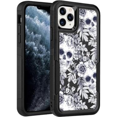 Imagem de LOQUPE Capa projetada para iPhone 11 Pro, capa protetora resistente, resistente, leve, fina, à prova de choque para iPhone 11 Pro 5,8 polegadas, mulheres meninas, caveira fofa