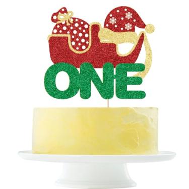 Imagem de Christmas One Cake Topper flash First Birthday Christmas Cake Pick Gnches Christmas Theme Baby Shower 1st Birthday Party Cake Decorations