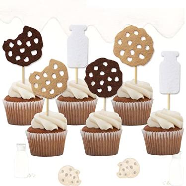 Imagem de Milk and Cookies Birthday Cupcake Toppers Cookie and Monster Happy Birthday Cake Topper Baby Shower for Kids(24Pcs)